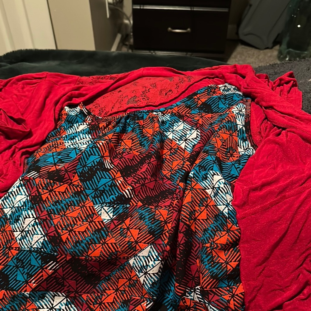 Vibrant Red and Multicolor Patterned blouse